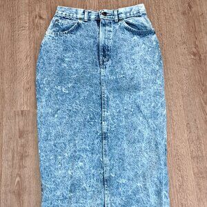 Sunset Blues Vintage 80's Style Acid Wash Denim Midi Skirt Juniors Size 7
